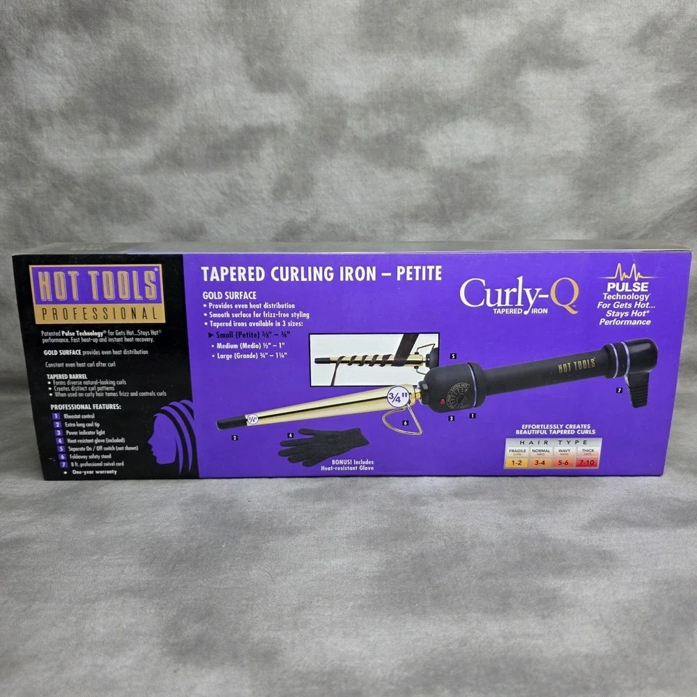 Hot Tools Curly-Q Small Tapered Curling Iron Gold Model HTG1850 NEW